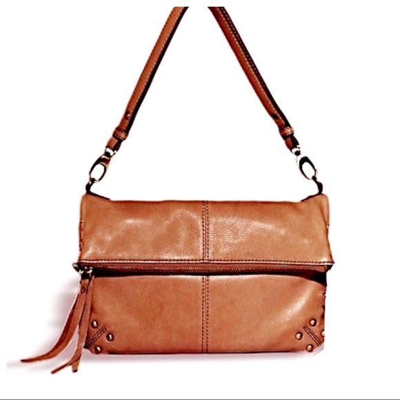 Lucky Brand Handbags - Lucky Brand Del-Ray Tan Leather Foldover Crossbody